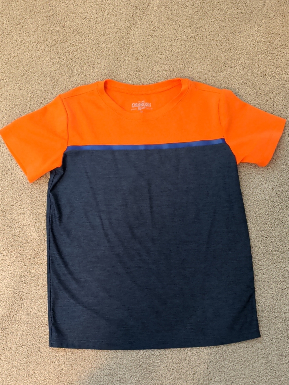 Kids Orange & Navy Short Sleeve Tee, Athletic Material